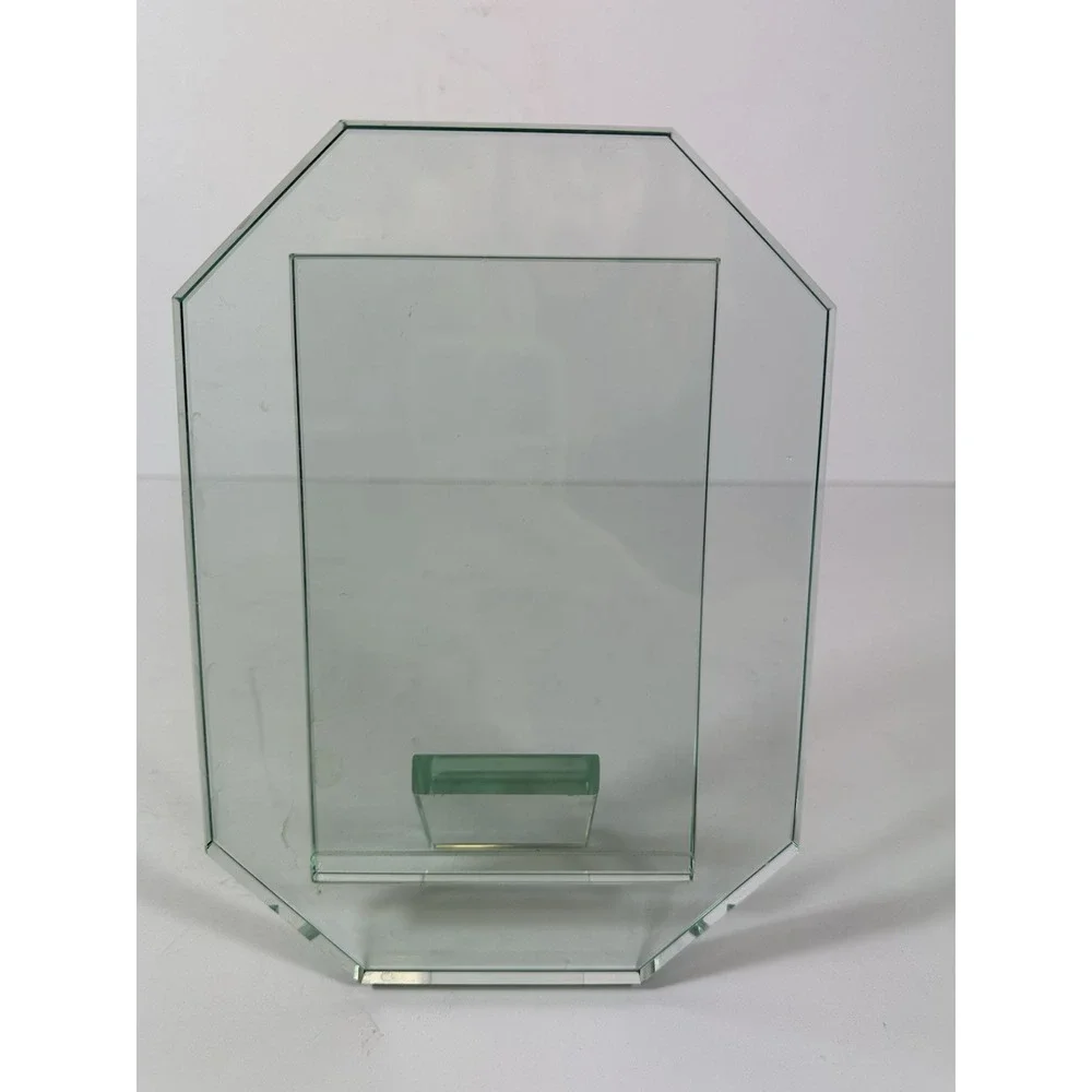 Jade Green Glass Picture Frame 4X6 Photo Free Stand Table Top Modern Octagonal